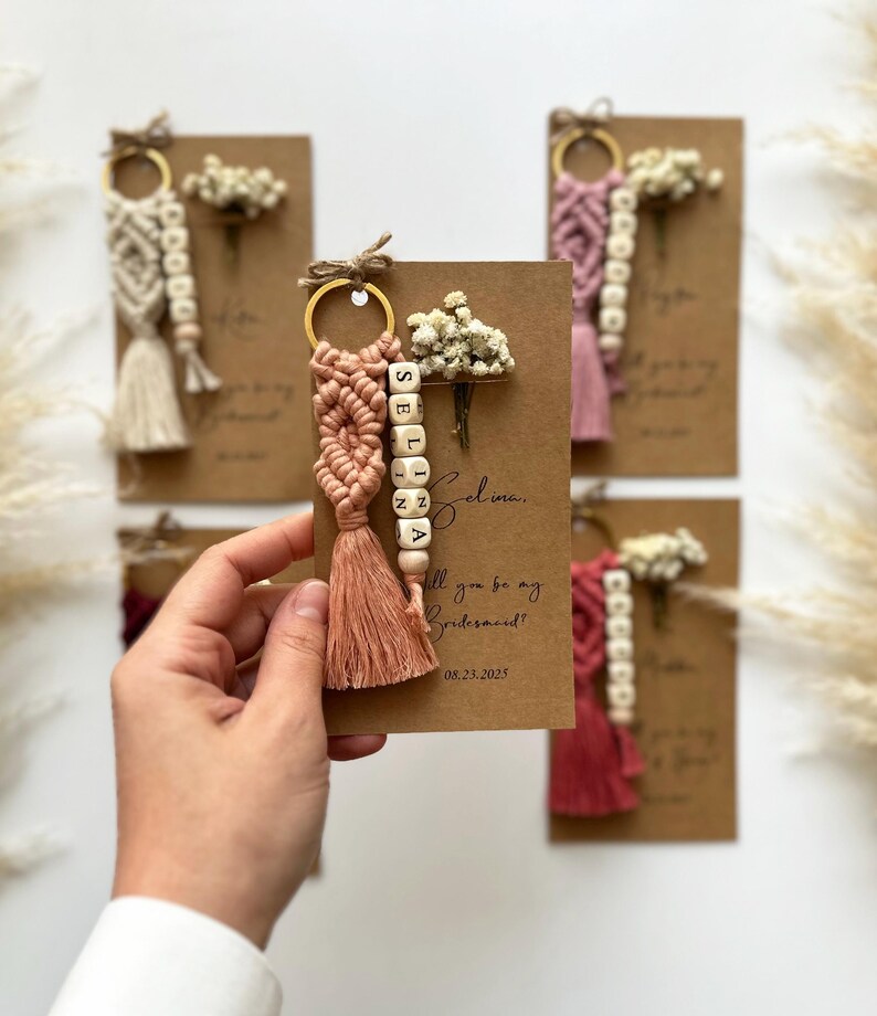 Personalized Wedding Gift for Bridesmaids, Custom Proposal Gift for Bridesmaid, Maid of Honor Proposals, Bridesmaid Box Gifts, Name Keychain image 13