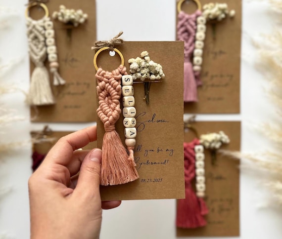 Personalized Wedding Gift for Bridesmaids, Custom Proposal Gift for Bridesmaid, Maid of Honor Proposals, Bridesmaid Box Gifts, Name Keychain