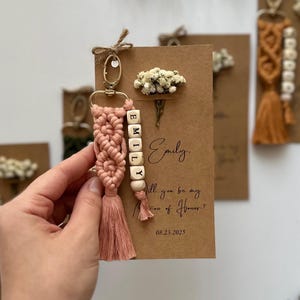 Personalized Bridesmaid Proposals, Keychain Macrame for Bridesmaids Gift box, Will You Be My Bridesmaid Proposal Gifts, Tie The Knot Gifts
