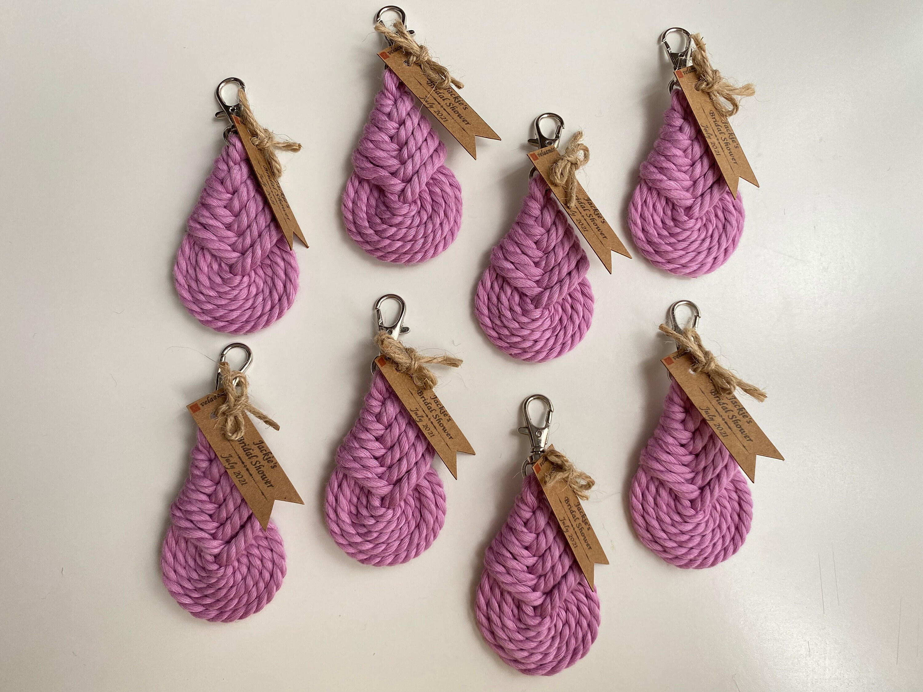 White Rope Keychain Personalized Rope Keychain Favors: Boho Bridal Shower Gifts - Etsy