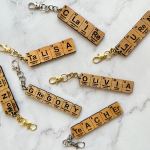 Custom Chemistry Name Keychain, Periodic Table Element Name Keychain ...