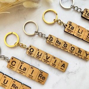 Custom Chemistry Name Keychain, Periodic Table Element Name Keychain ...