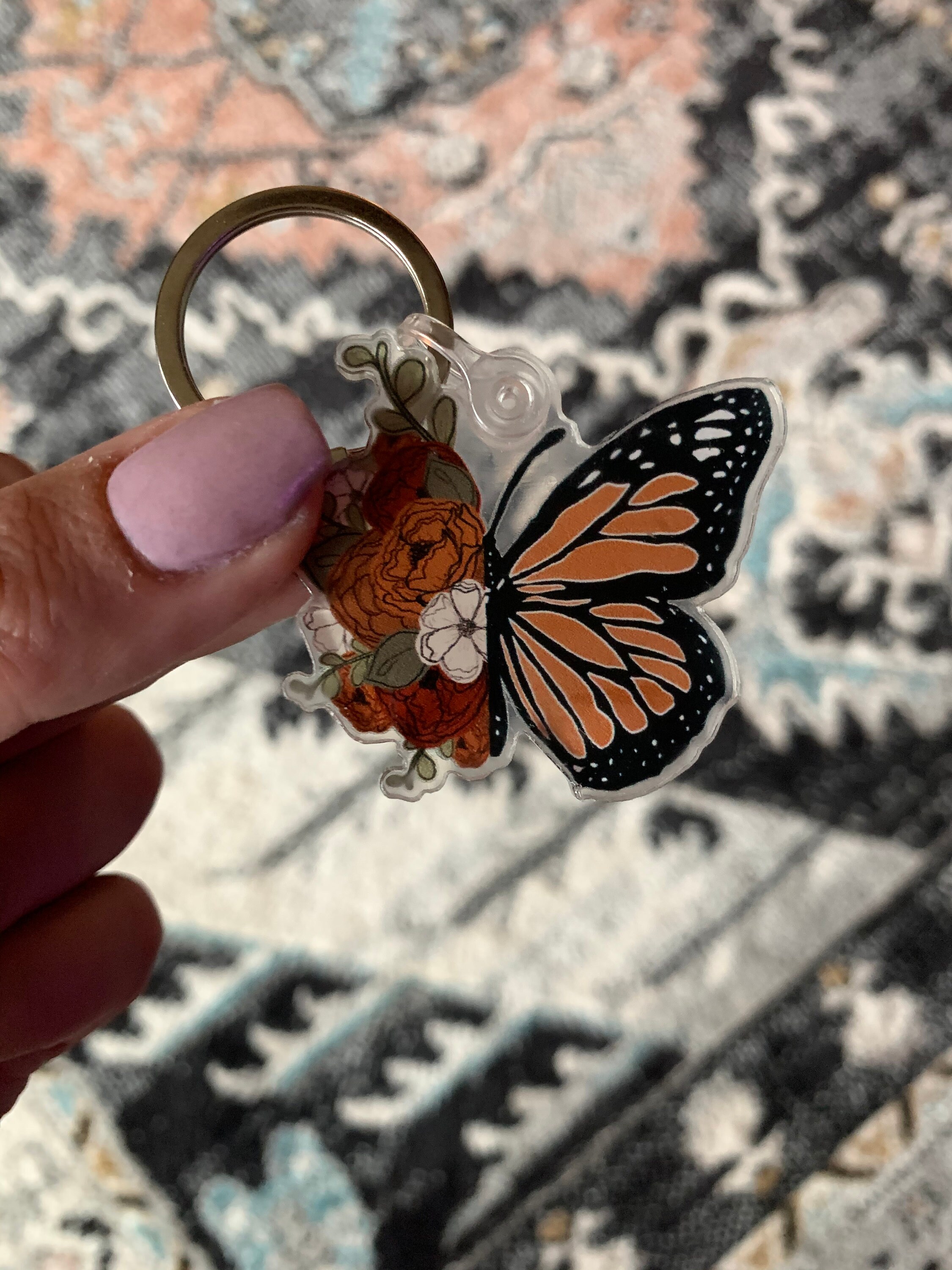 Blooming butterfly keychain/acrylic keychain/acrylic Etsy
