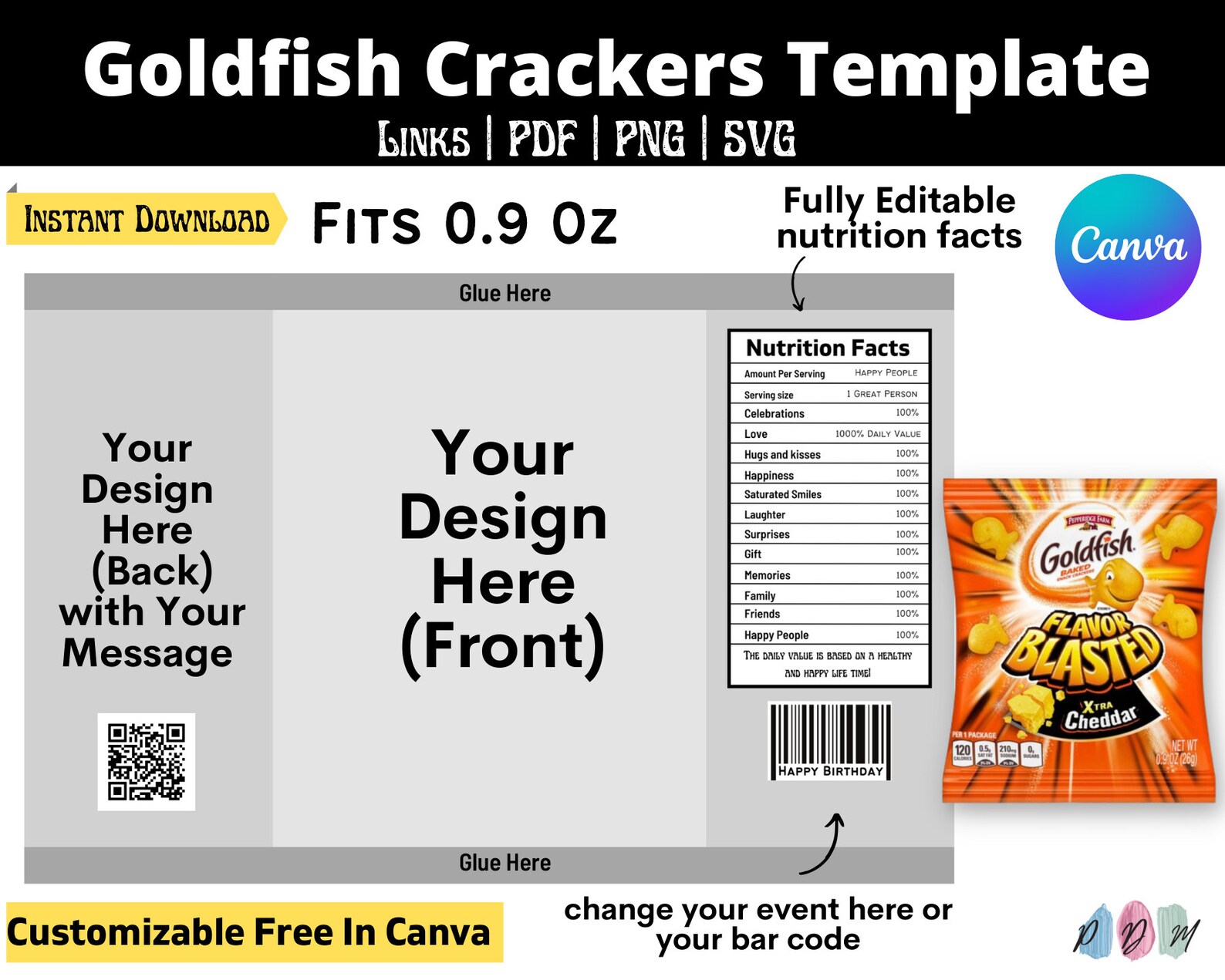 Goldfish Crackers Snack Bag Wrapper Template Goldfish Snacks - Etsy