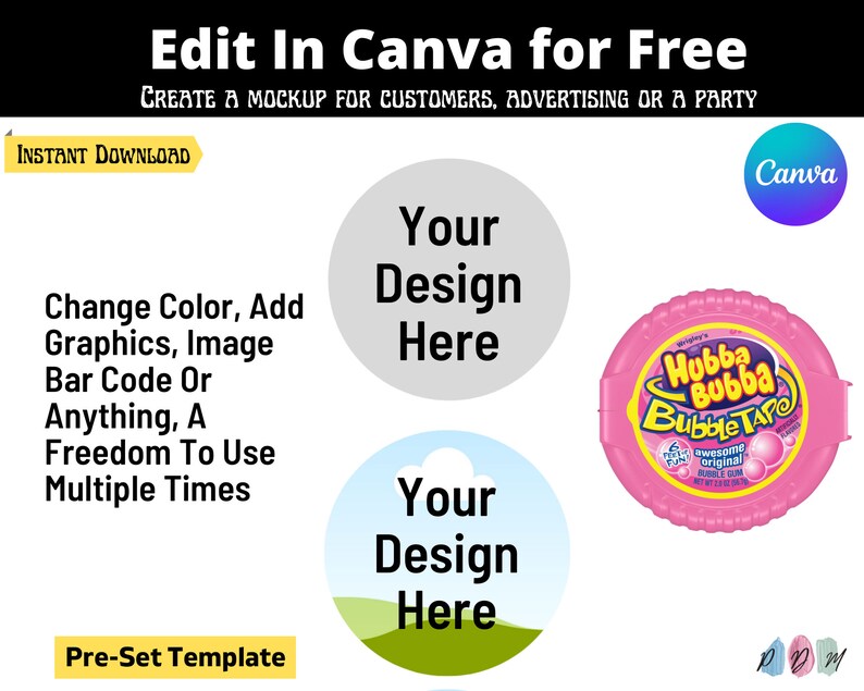 Hubba Bubba Bubble Gum Tape Template Bubble Gum Tape Label Etsy