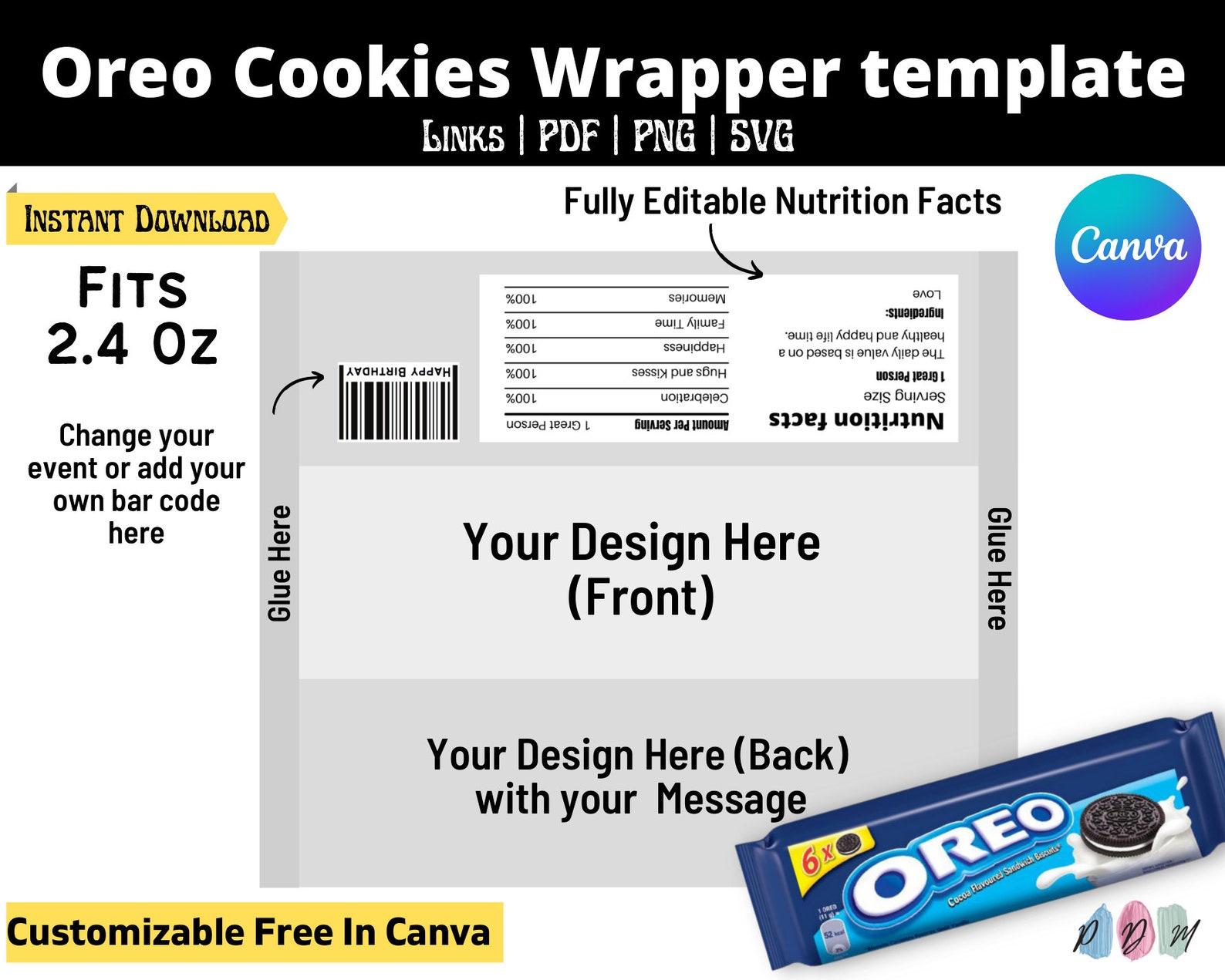 Oreo Wrapper Template Oreo Cookies 2.4 Oz Wrapper Template Etsy Oreo Wrapper Template Oreo Cookies 2.4 Oz Wrapper Template Etsy