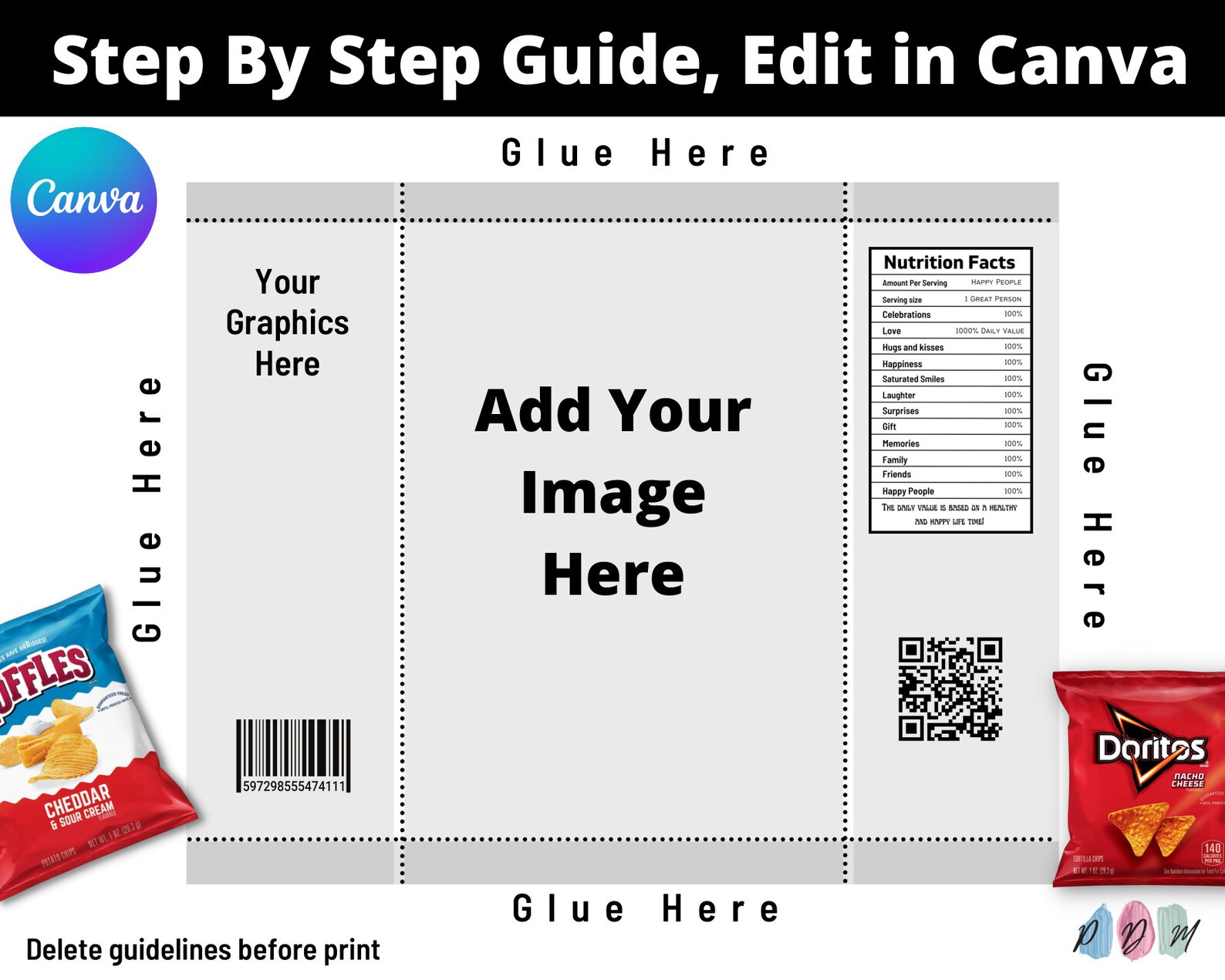 Chip Bag Template Instant Download Chip Bag Template Canva Etsy Australia