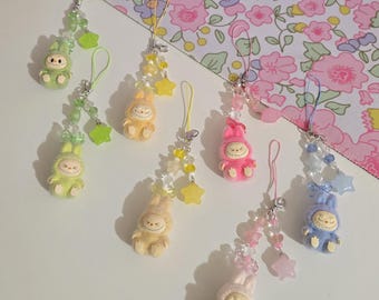 Fuzzy Labubu Keychains Labubu Fuzzy Keychain - Bag Charm Keychains Labubu Yoga Doll the ...
