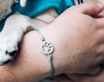 PAW PRINT Bracelet | Pura Vida Paw Print Bracelet | Pet Memorial Gift | Waterproof Bracelet | Waxed Cord Bracelet