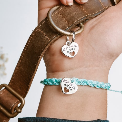 Best Friend Matching Set Dog Collar Charm and Bracelet Etsy