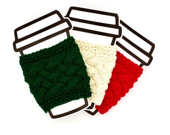 Cable Knit Coffee Cup Cozy: Handmade Acrylic Coffee Sleeve