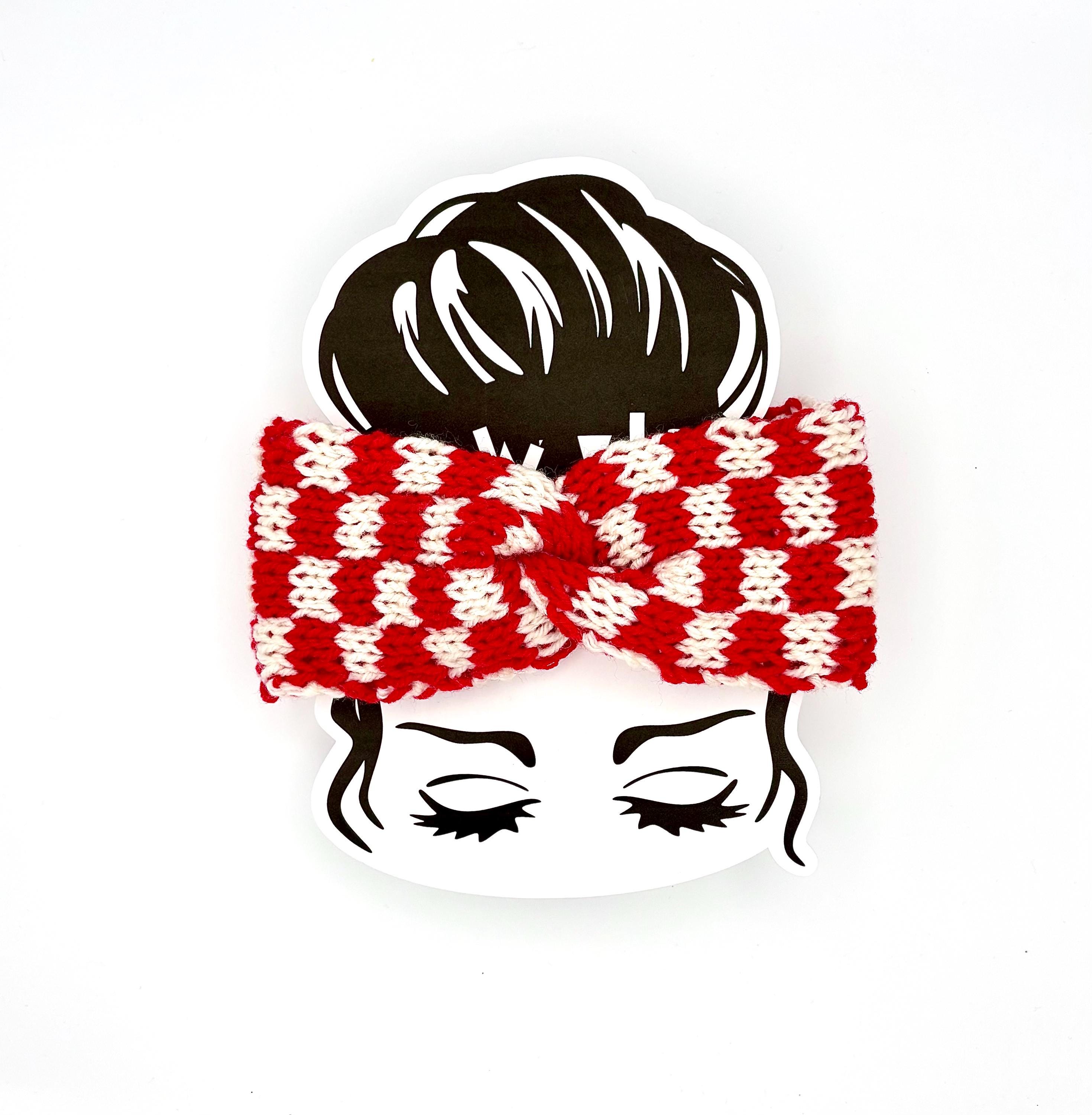 Red and White Checker Knit Headband Gingham Knot Headbands | Checkered Headbands | Twine and Love main image 3