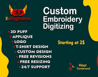 Custom Digitize logo Embroidery  Digitizing Photo , DST , PES