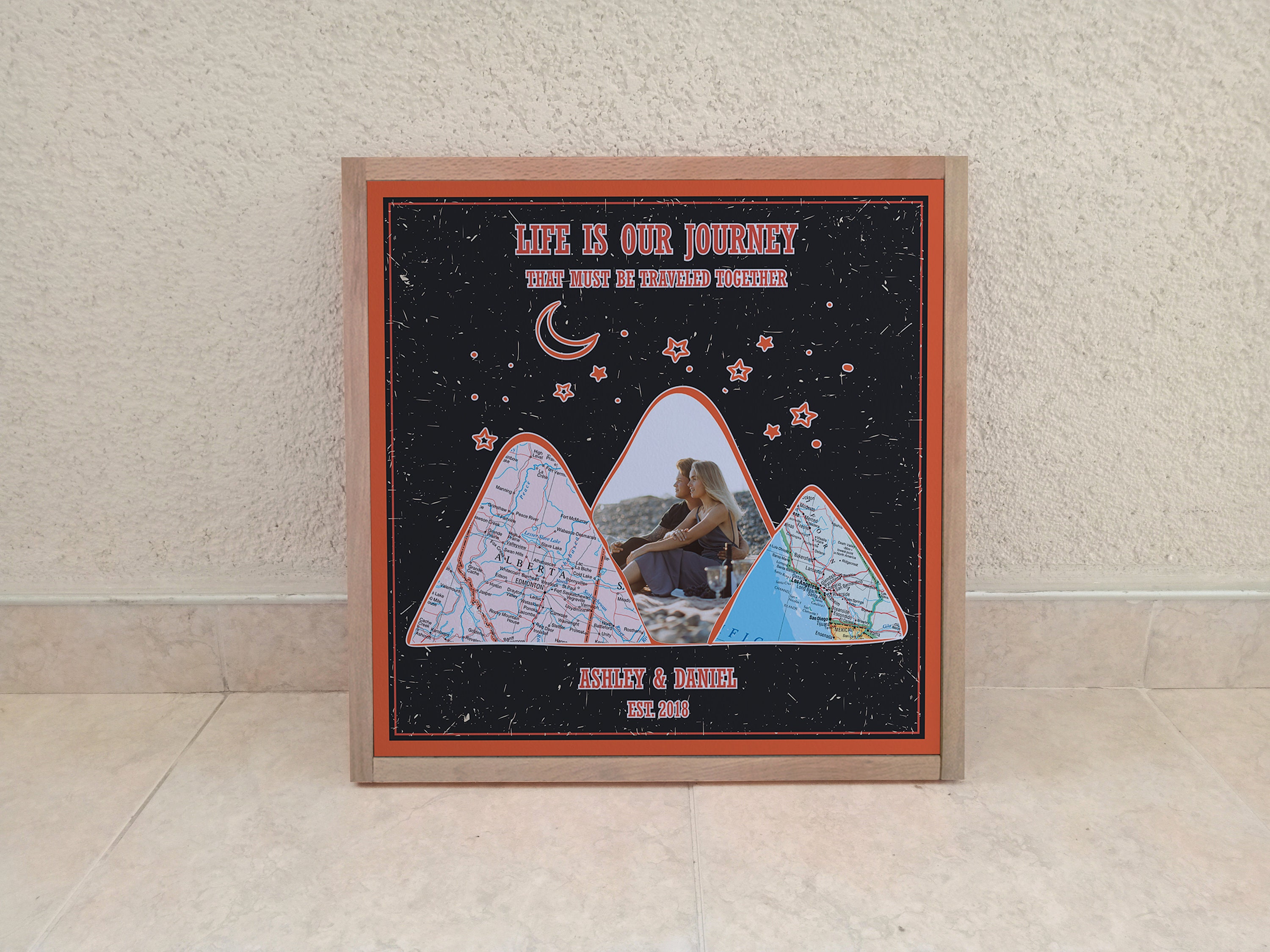 Couples Journey Map Dating Gifts for First Anniversary Wood Etsy