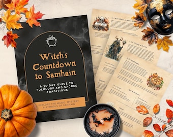 Printable Pagan Halloween Fall Advent Calendar, Samhain 31 Days Countdown, Celtic Folklore Guide, Spooky Season Divination & Rituals Pages