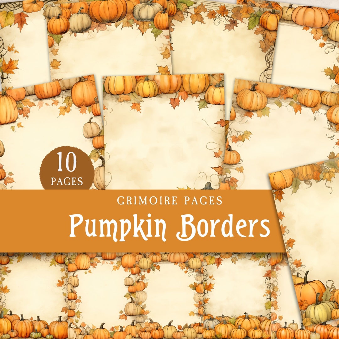 Pumpkin Junk Journal Pages Borders, Fall Harvest Season Digital Paper ...