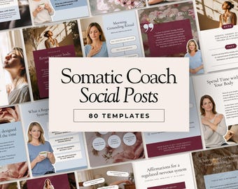 Modelli Instagram per la terapia somatica, post sui social media sulla regolazione del sistema nervoso, contenuti di coach olistici già pronti, modificabili in Canva