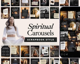 Caroselli di Instagram per raccontare storie, social media di album di ritagli Dark Academia, post in stile collage spirituale e malinconico, contenuti estetici da strega su Canva