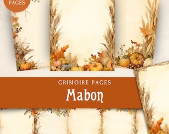 Autumn Harvest Junk Journal Paper Borders, Pumpkins & Seasonal Crops Scrapbooking Kit, Mabon Printable Grimoire Pages, Rustic Fall Ephemera