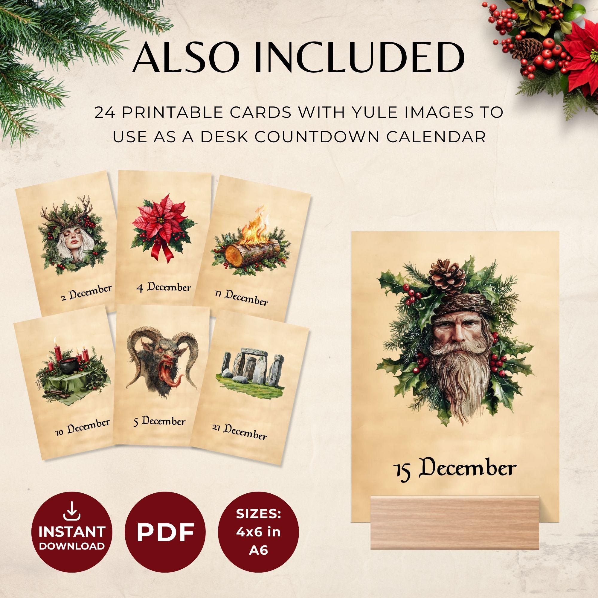 Yule Countdown Calendar, Pagan Christmas Advent Calendar, Printable ...