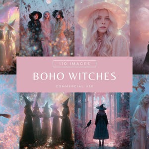 Andliga stockbilder, bohemiska rosa häxbilder på Halloween, vintagefotografi med nyckfulla kvinnor, mystisk estetik med ansiktslös digital marknadsföring