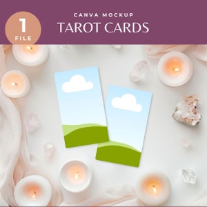 Maqueta de carta de tarot en colores pastel, plantilla femenina de Canva para lectura de tarot, baraja de tarot de arrastrar y soltar, diseño plano de cristales rosados para negocios espirituales
