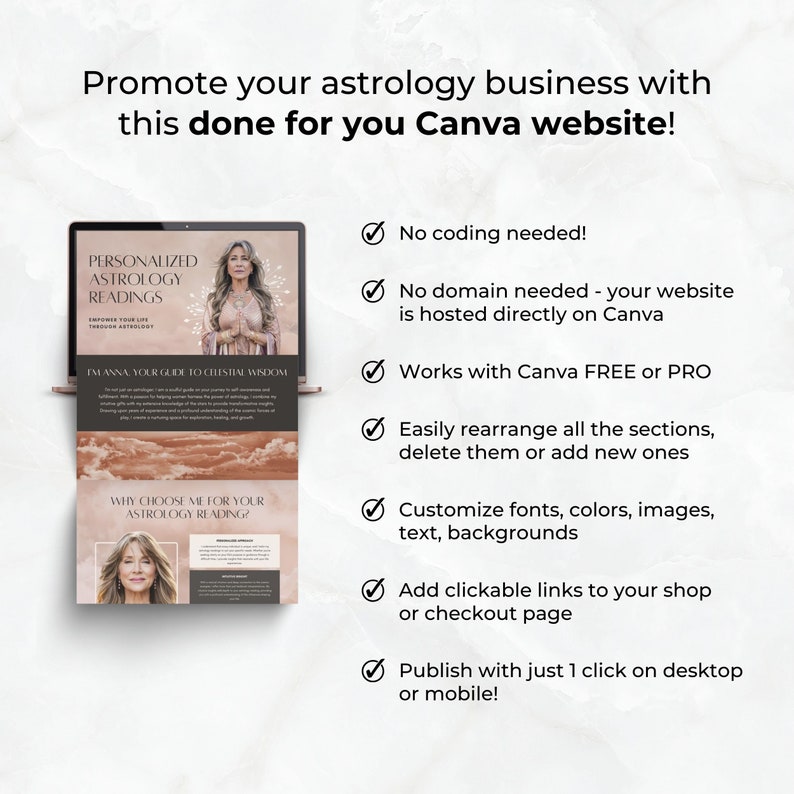 Spiritual Canva Website Template, Astrology Reading Editable Canva Web ...