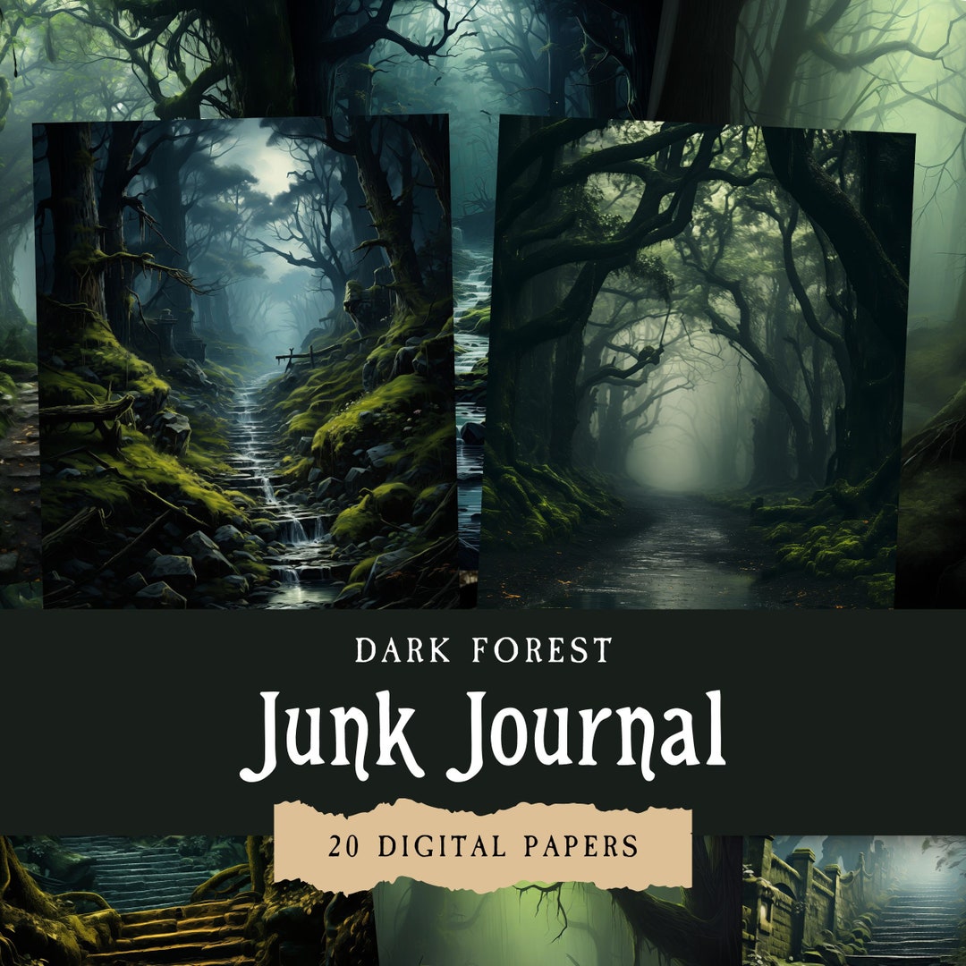 Dark Forest Junk Journal Pages, Enchanted Woodland Printable Paper for ...