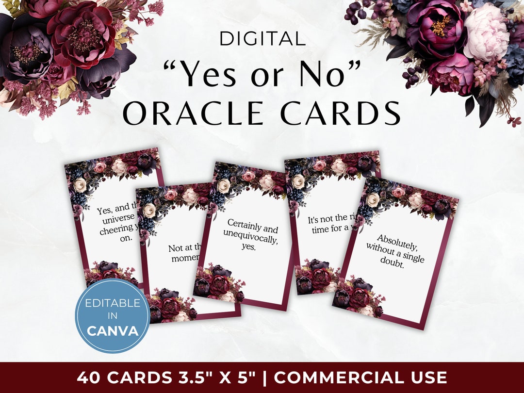 Yes and No Oracle Cards, Digital Oracle Deck, Printable Clarification Card, Divination Tool