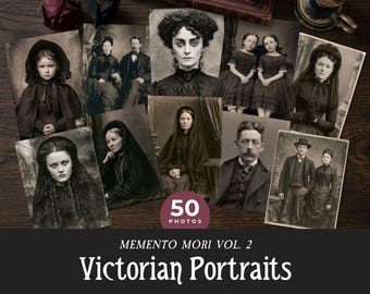 Victorian Mourning Portraits VOL 2, Printable Vintage Family Death Photos, Spooky Halloween Wall Art, Gothic Ephemera Pages for Scrapbooking