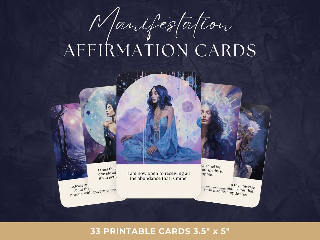 Manifestation Oracle Cards Printable Deck Mystic Affirmation Etsy