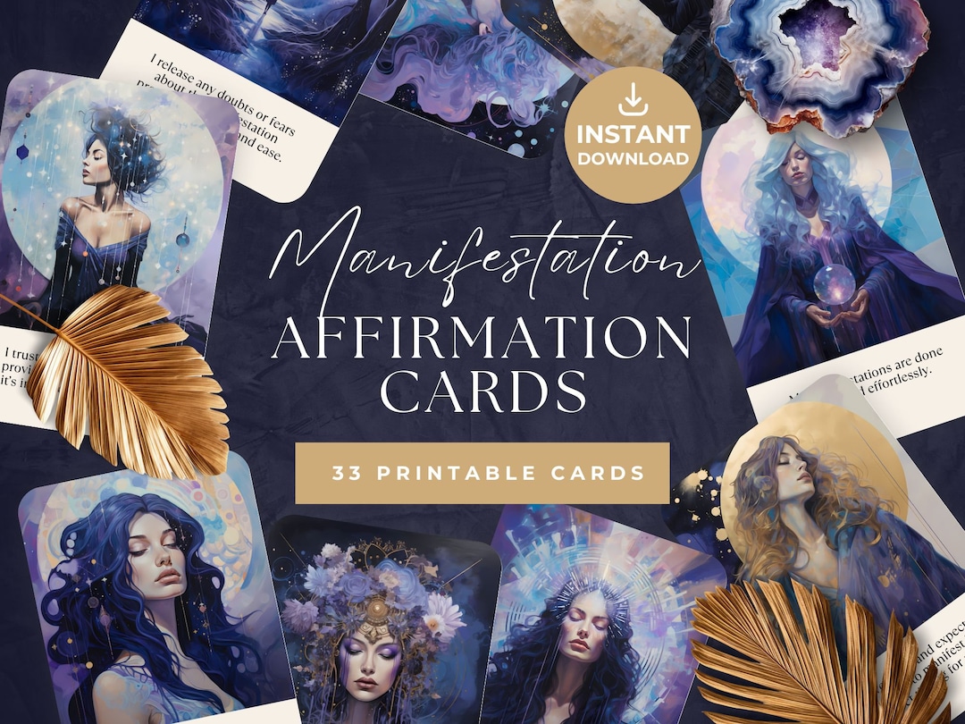 Manifestation Oracle Cards Printable Deck Mystic Affirmation - Etsy