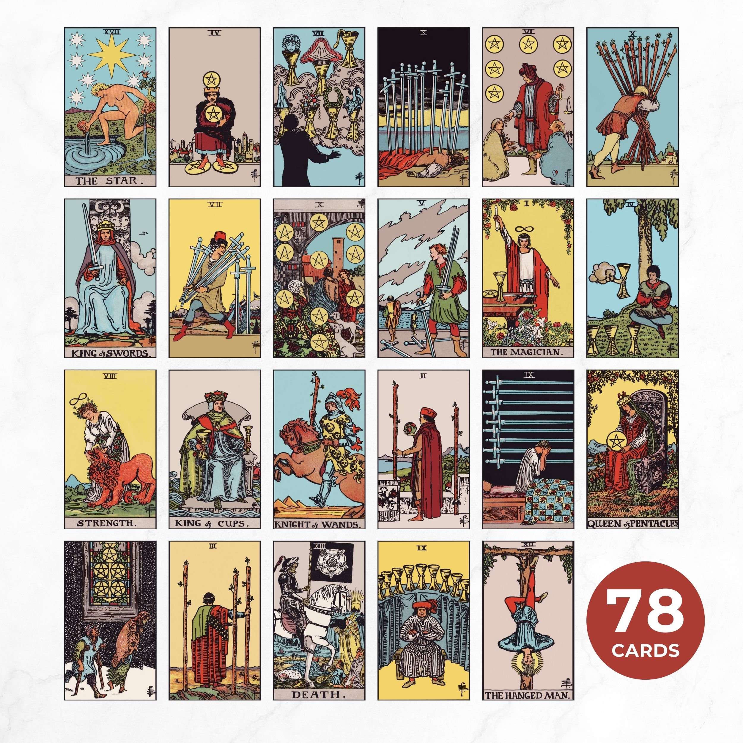 Jeu De Tarot Divinatoire Classique – 78 Cartes Waite – Tarot Traditionnel – Débutants Et Amateurs – Voyance, ésotérisme – Format 10,5 X 7,5 Cm – Cadeau Idéal
