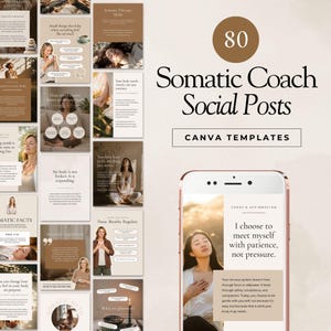 Somatic Therapy Instagram Templates, Nervous System Regulation Social Media Posts, Holistic Coach Done For You Content, Editable in Canva