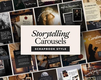 Caroselli di Instagram per raccontare storie, social media di album di ritagli Dark Academia, post in stile collage spirituale e malinconico, contenuti estetici da strega su Canva