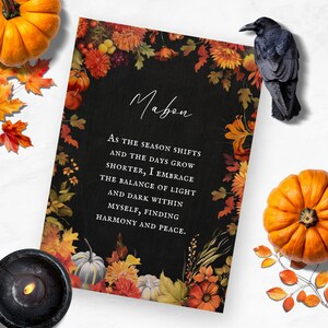 Carta dell'altare di Mabon, rituale della ruota dell'anno stampabile, decorazioni del Sabbat delle streghe, stampa digitale dell'equinozio d'autunno, pagina del libro delle ombre e del grimorio