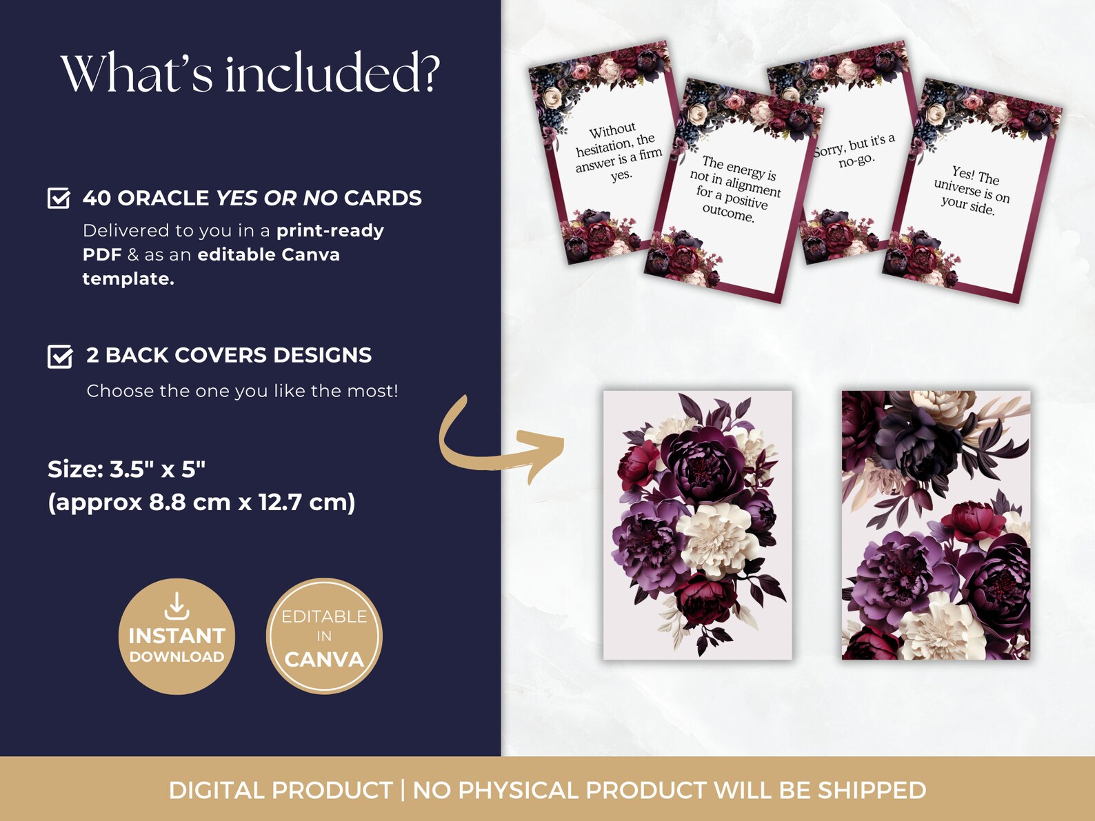 Yes and No Oracle Cards, Digital Oracle Deck, Printable Clarification Card, Divination Tool