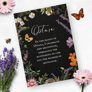 Cartão de altar do Sabbat Ostara, Ritual da Roda do Ano para impressão, Impressão digital do equinócio da primavera, Livro das Sombras e Grimório, Decoração pagã de bruxaria