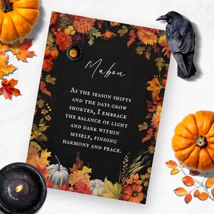 Cartão de Altar Mabon, Ritual da Roda do Ano para Imprimir, Decoração de Sabbat Bruxas, Impressão Digital do Equinócio de Outono, Livro das Sombras e página do Grimório