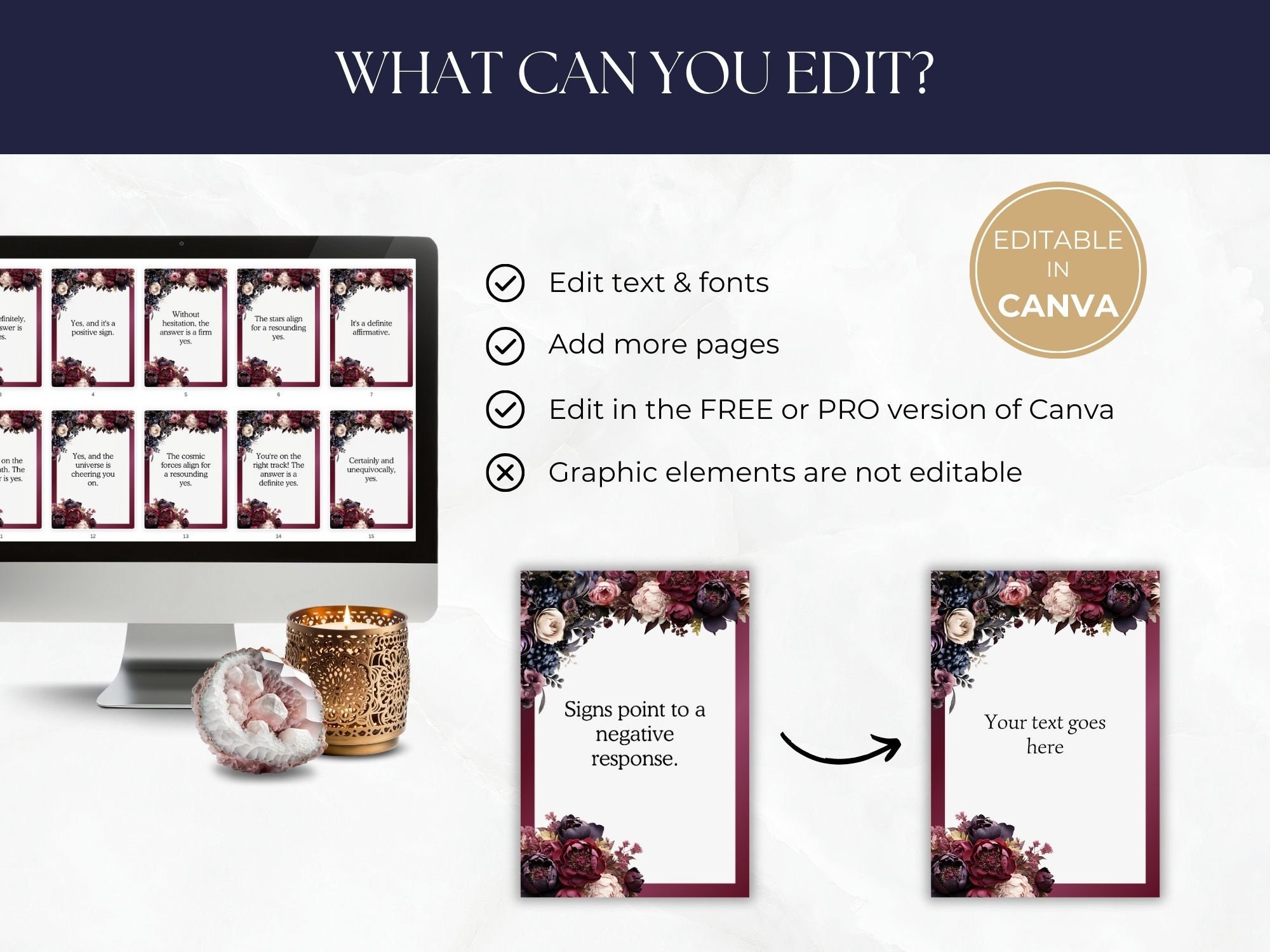 Yes and No Oracle Cards, Digital Oracle Deck, Printable Clarification Card, Divination Tool