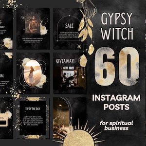 Witchy Instagram Posts for Tarot & Astrology Reading, Dark Editable Canva Templates for Facebook, Spiritual Portrait Social Media Pack