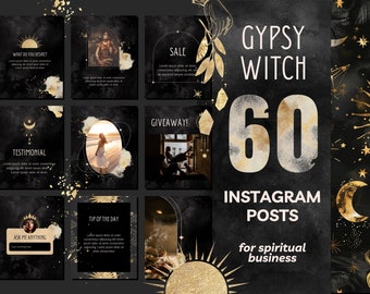 Witchy Instagram Posts for Tarot & Astrology Reading, Dark Editable Canva Templates for Facebook, Spiritual Portrait Social Media Pack