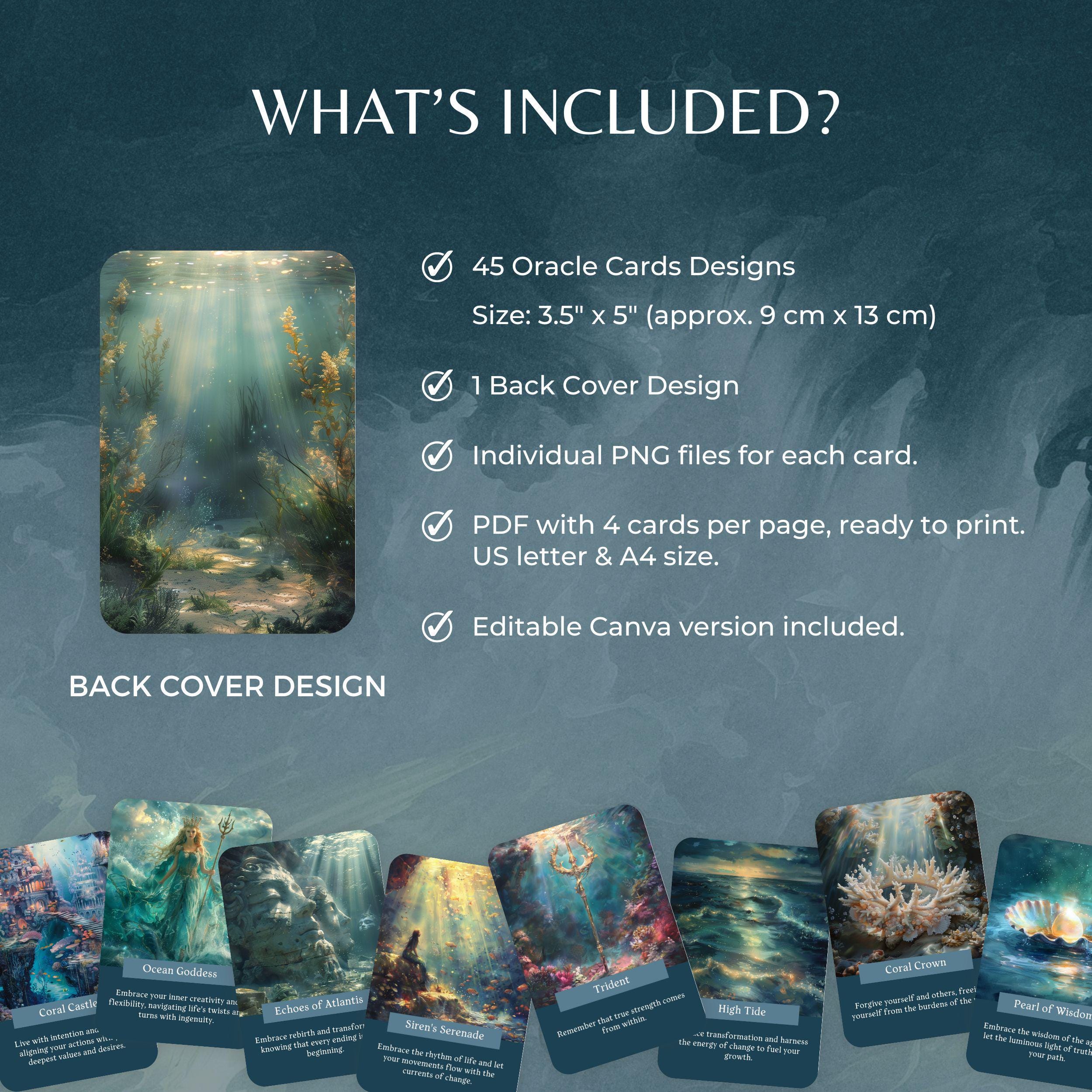 Printable Ocean Oracle Card Deck, Under the Sea Cards With Mystical ...