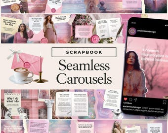 Album di ritagli Instagram Carousel senza soluzione di continuità, post narrativi rosa pastello per i social media, contenuti spirituali estetici femminili eterei