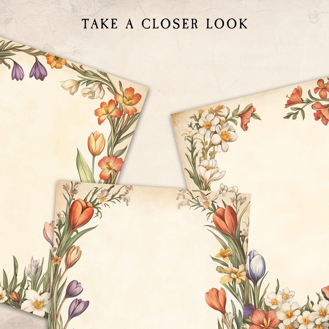 Spring Journal Border Wildflowers Junk Journal Borders, Spring Garden Flowers Grimoire Pages ...