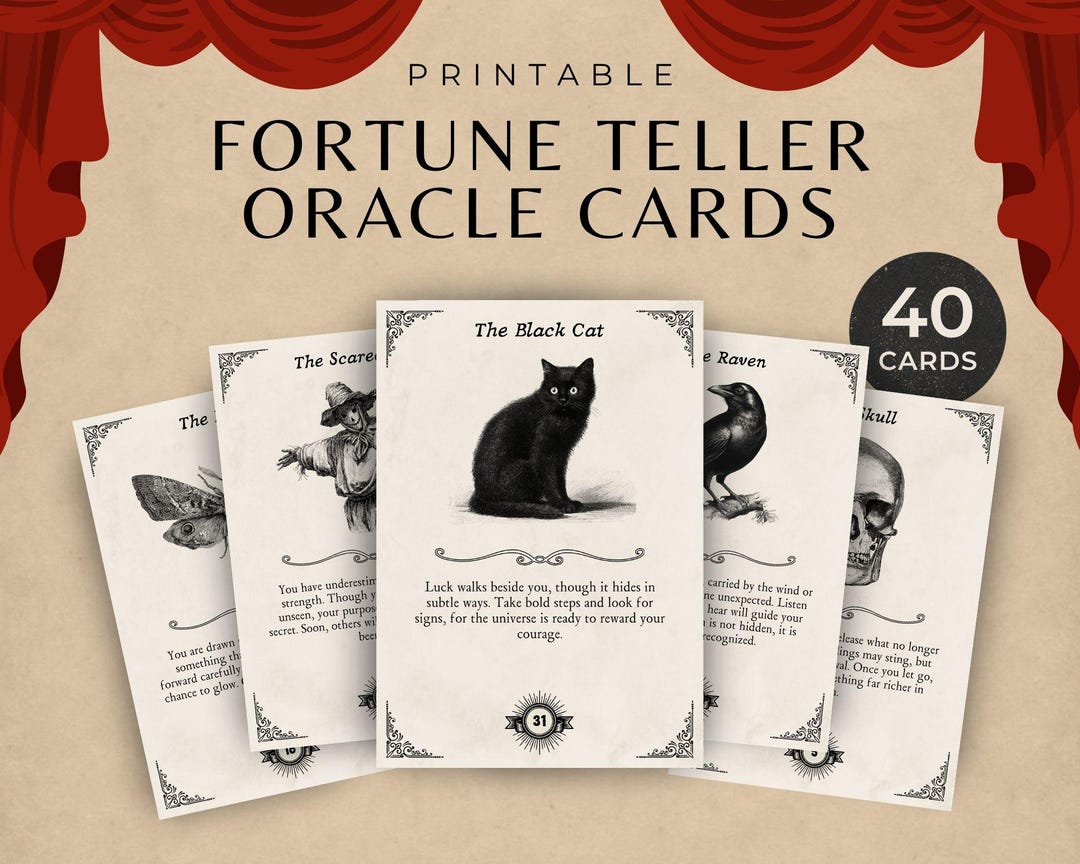 Medieval Oracle Fortune Teller Oracle Deck, Printable Vintage Halloween Cards, Tarot ...