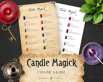 Pagine del Grimorio di Magia delle Candele, Guida di Riferimento Stampabile sul Significato dei Colori, Foglio Rituale Stregonesco per Incantesimi di Ceromanzia, Libro delle Ombre in PDF