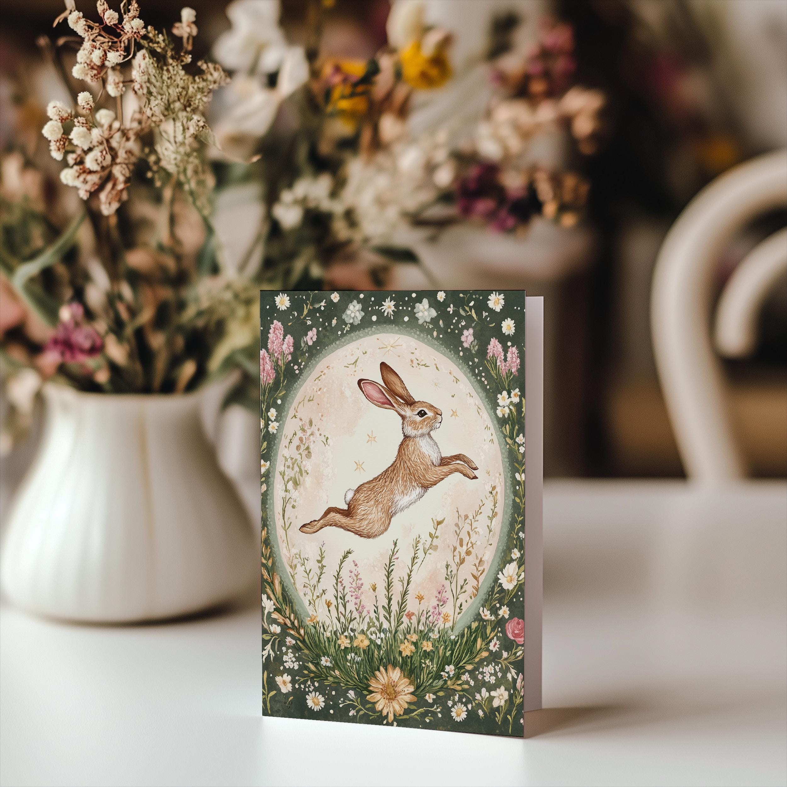 Ostara Hare Card Printable, Spring Equinox Greeting Card, Pagan Easter ...