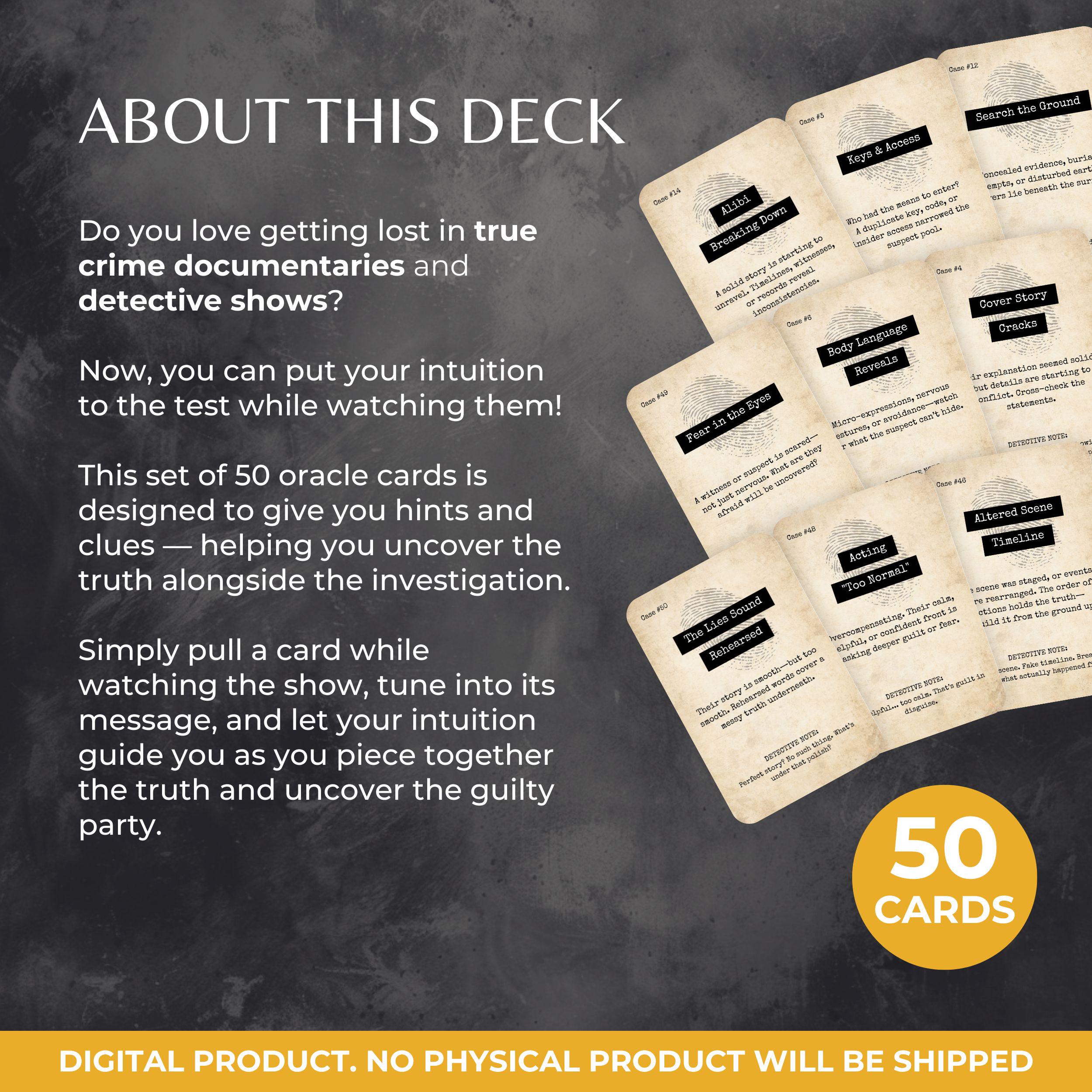 True Crime Oracle Deck, Murder Mystery Printable Cards, Psychic ...