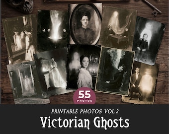 Victorian Ghosts Vintage Photos VOL 2, Printable Spirit Seance Images, Spooky Halloween Wall Art, Gothic Horror Ephemera for Scrapbooking